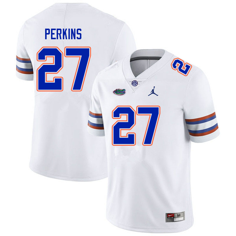 Men #27 Jadarrius Perkins Florida Gators College Football Jerseys Sale-White - Click Image to Close